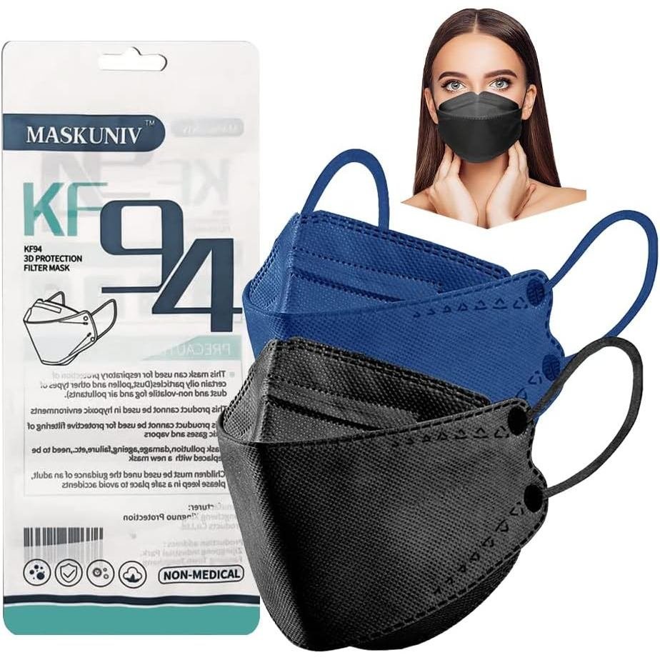 60pcs KF94 Face Masks Adult 3D Fish Type Masks Face Mask 4-Ply Filter Non Woven Fabric Face Masks Bl