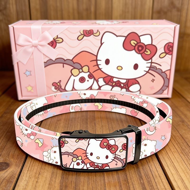 [Sản phẩm mới] Thắt lưng nam nữ CK sinh viên thông thường hellokitty Cat Jeans Belt All-Match Graffi
