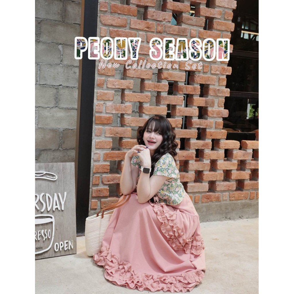 Bộ váy xếp lớp PEONY HỒNG (HỒNG PEONY)