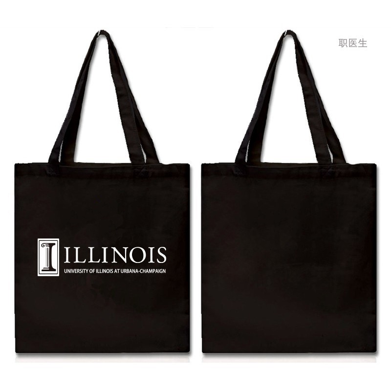 UIUC Hoa Kỳ Đại Học Illinois Ibana Champagne Tiểu Học Túi Vải Nữ Eco-