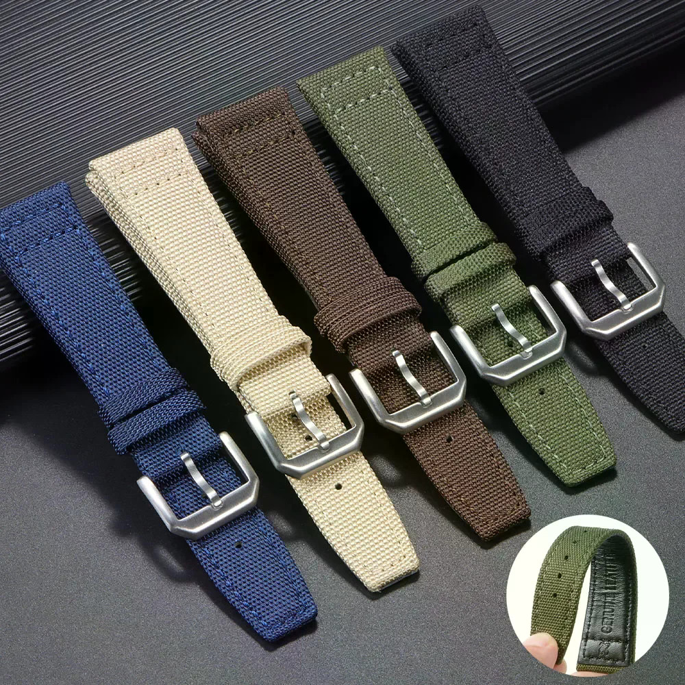 Vải Nylon Có Dây Đeo Đồng Hồ Bằng Da IWC PILOT Dây Đeo Đồng Hồ 20 Mm 21 Mm 22 Mm Đen Nâu Xanh Kaki X