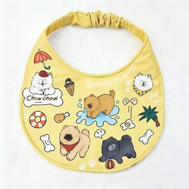 Dog Saliva Towel Dog Paradise Cartoon Print Anti-Dirty Stretch Bib Medium Large Dog Universal Spring