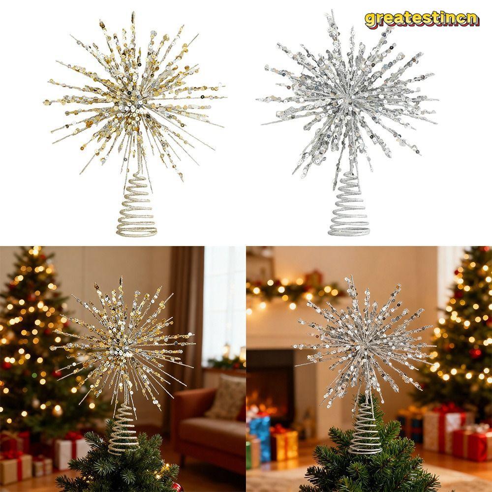 GREAT Xmas Tree Topper, Vàng / Bạc Lấp Lánh Cây Giáng Sinh Ngôi Sao Topper, Mặt Dây Chuyền Phát Sáng
