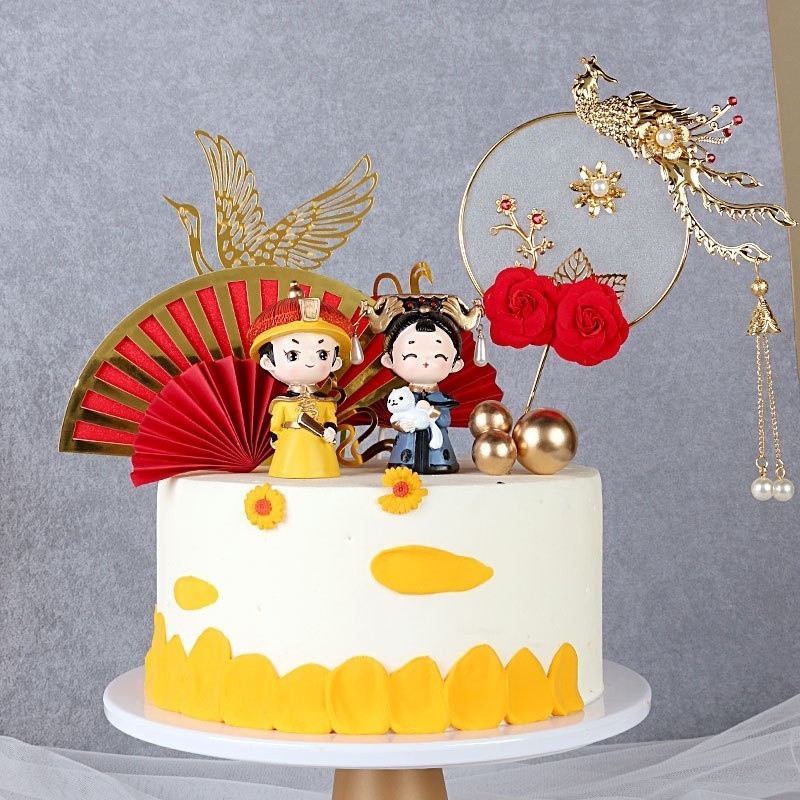 Chinese Style Mother Day Baking Cake Decoration Queen Empress Doll Birthday Cake Topper Mother Queen