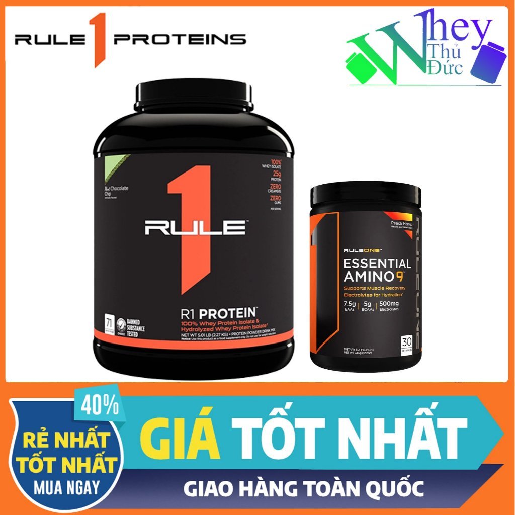 Combo Whey Rule 1 Protein + EAA Rule 1 - Combo tiện lợi tăng cơ phục hồi cơ bắp