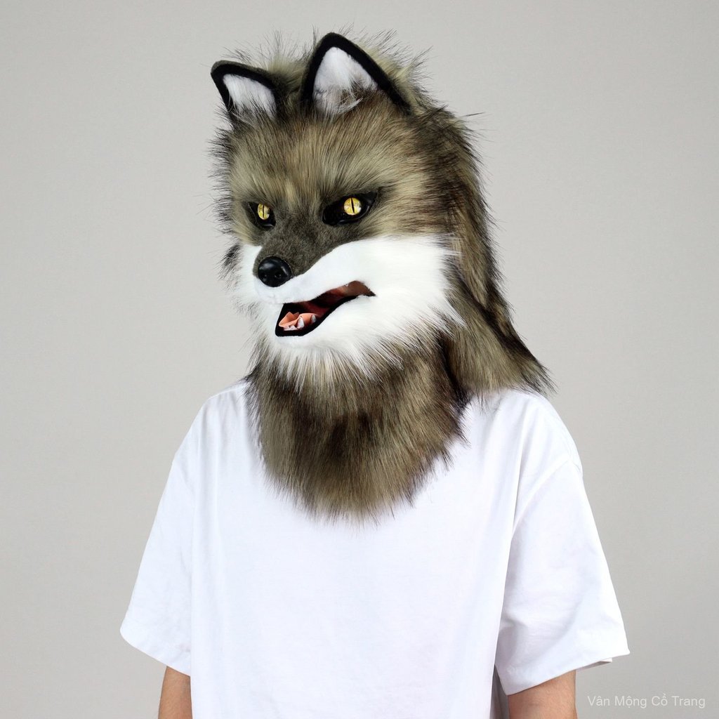 Bộ đầu cáo lông vuốt cosplay hiện thực, trang phục furry, bán chạy