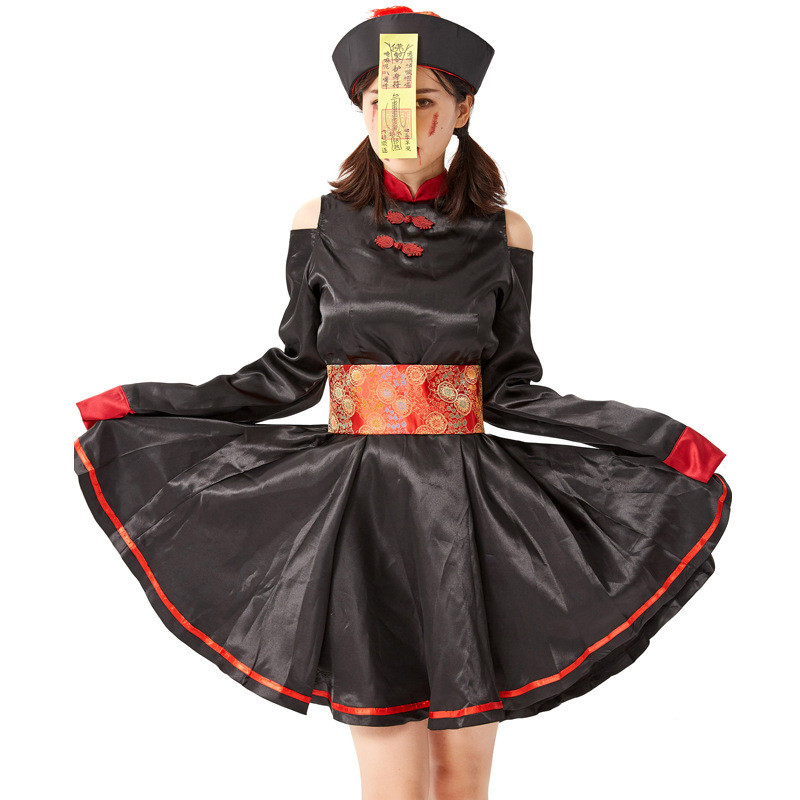 Zombie Ma Cà Rồng Retro Thêu In Halloween cosplay Zombie Trang Phục Đầm Miếng Dán