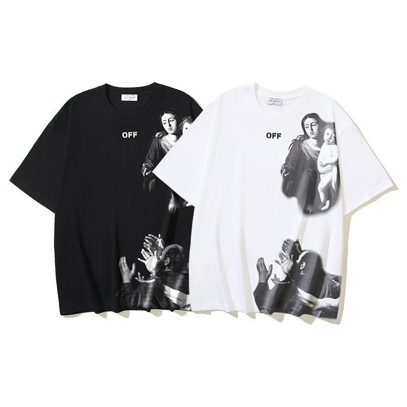 W2DY Off-Wh * * * Mary Chúa Giêsu Thiên Thần Tôn Giáo Đức Trinh Nữ Maria In Hình Áo Thun Nữ Tay Ngắn