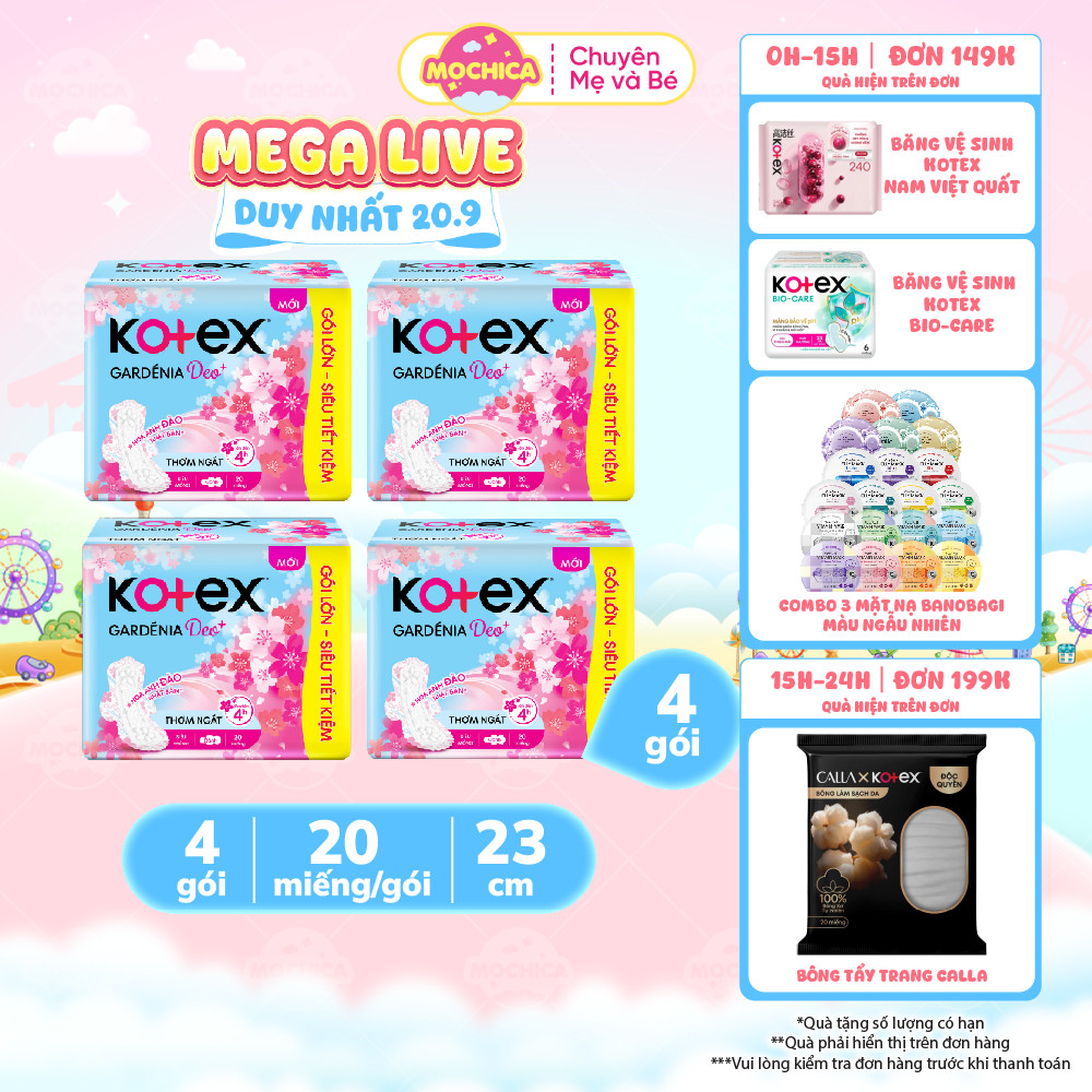Băng vệ sinh Kotex Gardenia Deo 20 miếng, siêu mỏng mặt bông mềm mại - Mochishop _Mochica