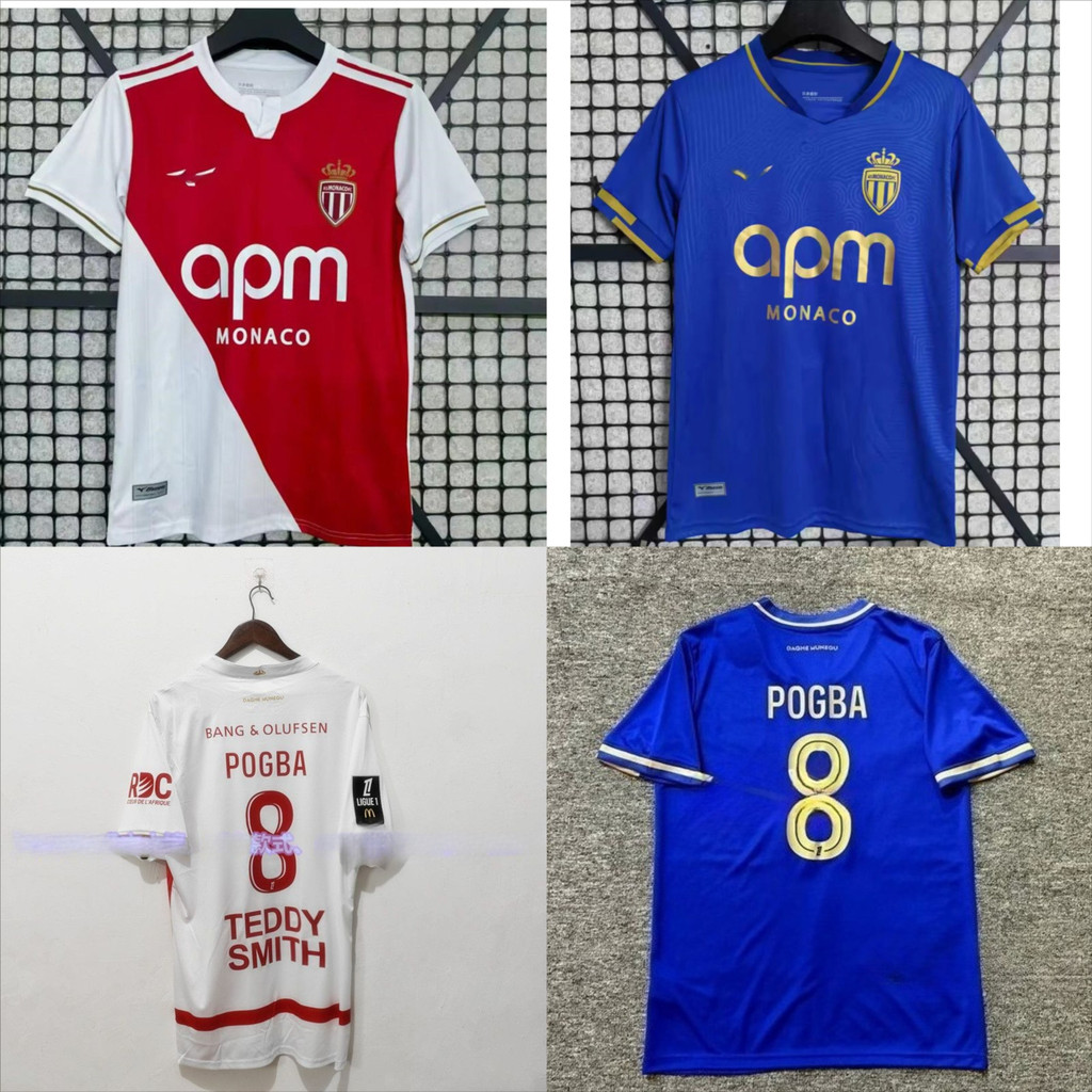 Ligue 1 2526 Monaco sân nhà và sân khách người hâm mộ phiên bản áo 8 Pogba 18 Áo bóng đá nam tùy chỉ