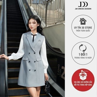 Đầm cổ vest phối cổ tàu dáng ngắn 1F29.2412K thiết kế bởi JM Dress Design