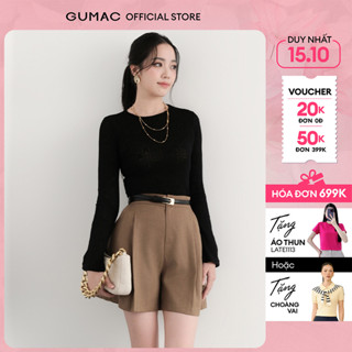 [NEW] Áo thun nữ form slim cổ tròn tay dài kiểu tay loe thời trang GUMAC LATF0905