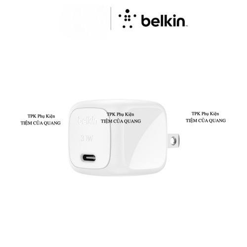 ( CHÍNH HÃNG ) Củ sạc nhanh Belkin 30W 1 cổng USB-C PD Cubic Wall Charger - Màu Trắng