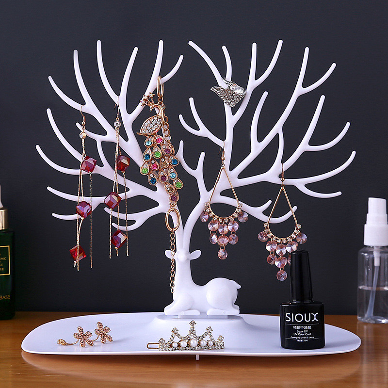 Premium In-Stock#Deer Antler Tree Shape Creative Necklace Jewelry Display Stand Earring Holder Brace