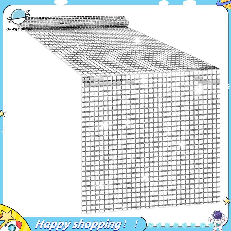 [ouwym9al] Disco Table Runner Silver Table Runner Glitter Sequin Runner cho trang trí bàn chủ đề Dis