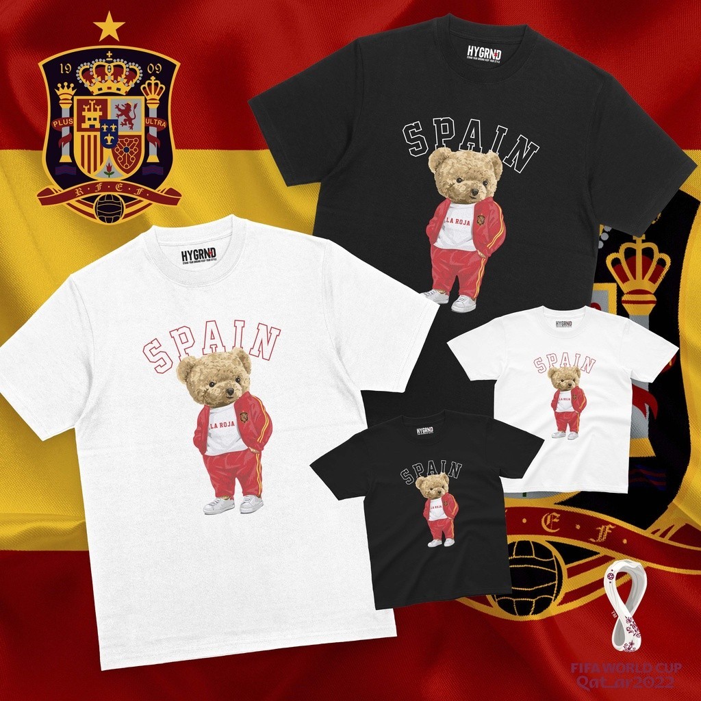 Áo thun World Cup "gấu Tây Ban Nha" - Fifa World Cup Qatar 2022 / Timnas Tây Ban Nha / chain / la Ro