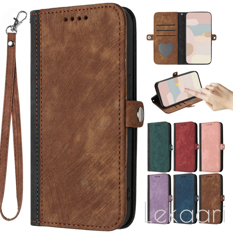 Ốp Lật Retro Cho Realme GT 7 Pro Racing 6 6T Neo Note 60 60X 50 P4 P3 Ultra P1 Từ Trái Tim Ví Đứng D