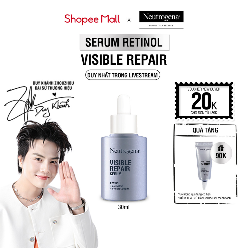 [LIVE] Serum Retinol Chống Lão Hóa Giảm Nhăn Neutrogena Visible Repair Serum (30ml)
