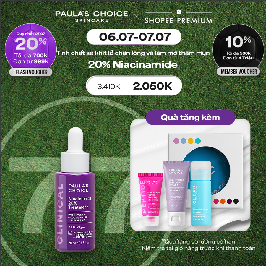 Tinh chất thu nhỏ lỗ chân lông to và làm sáng mịn bề mặt da Paula's Choice Clinical Niacinamide 20% Treatment 20ml 8030