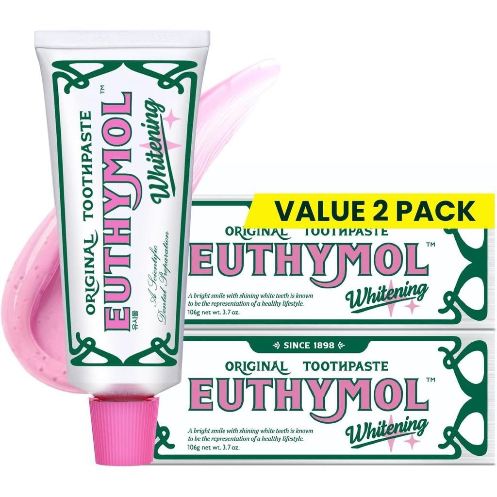 EUTHYMOLningToothpaste (3.7floz * 2, Packof2) -StainRemovalin2Weeks, Lâu trôiFreshnessforSitiveGum &