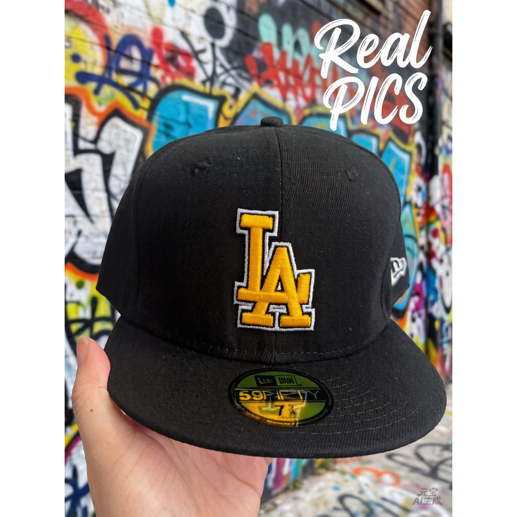 Mũ bóng chày, Kỷ nguyên mới, LA Dodgers Vàng đen "LA" MLB 59 FIFTY, unisex, đơn giản, chống nắng, gi