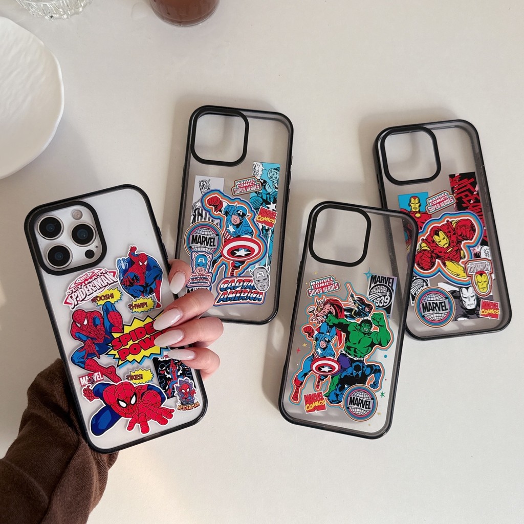 Ốp lưng Marvel siêu anh hùng Spider-Man, Captain America, Iron Man cho iPhone 12/13/14/15/16/17 Pro 