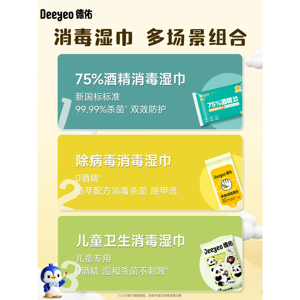 Deyou 75% Alcohol Khử Trùng Khăn Lau 99,99% Khử Trùng Miệng Trẻ Em Túi Nhỏ Chuyên Dụng Khăn Lau Di Đ