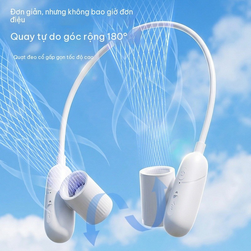New high-speed portable neck-mounted fan，Adjustable ventilation vents，Super strong wind，Portable min