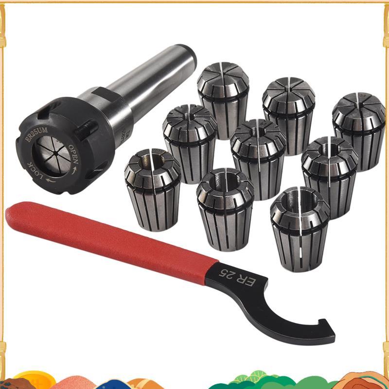 9 Chiếc Er25 Lò Xo Collet + 1 Cái Mt3 Er25 Collet Chuck Morse Côn Giá Đỡ Cho Cnc Phay Tiện Dụng Cụ f