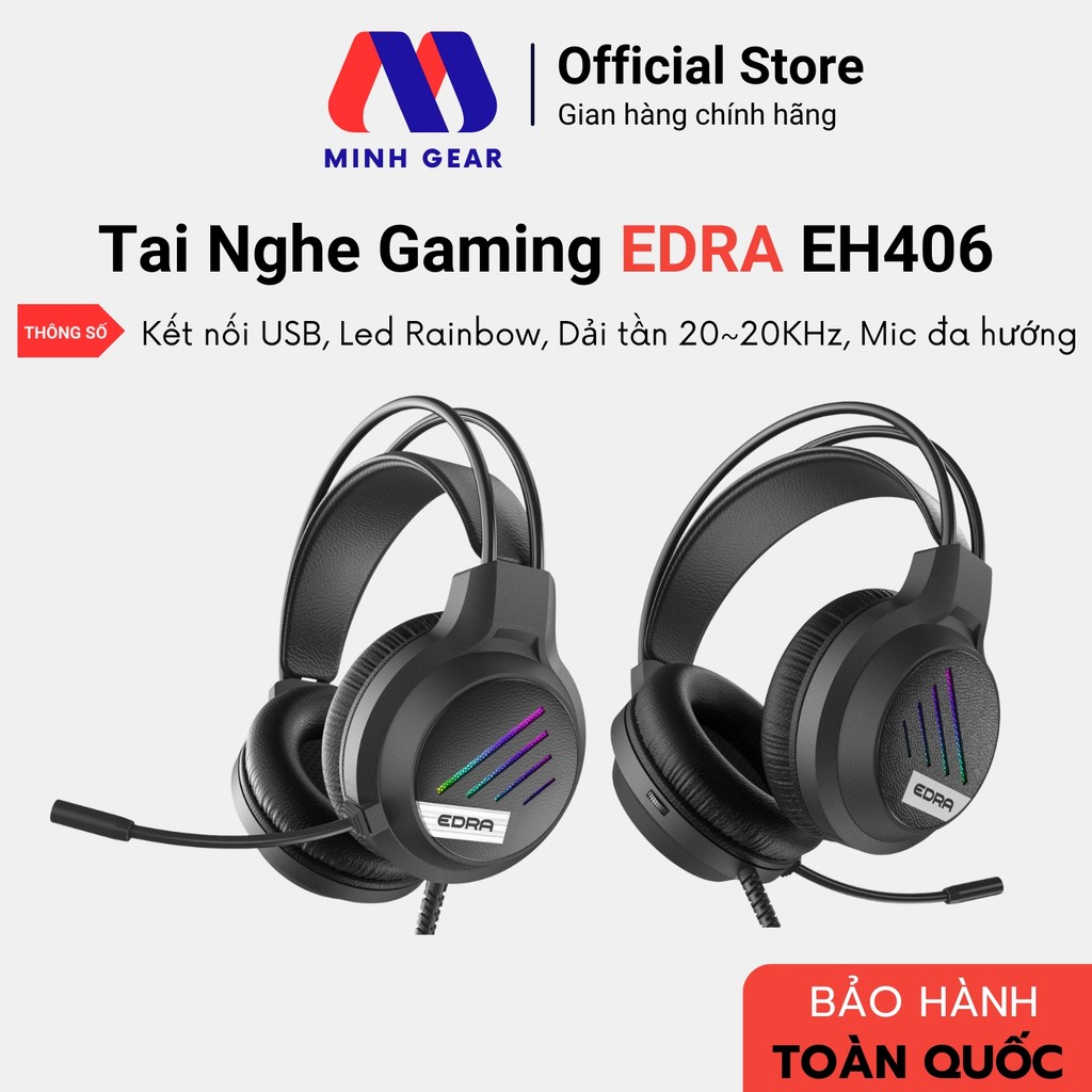 Tai Nghe Gaming EDRA EH406 Led Rainbow, Micro đa hướng (Hàng Chính Hãng)