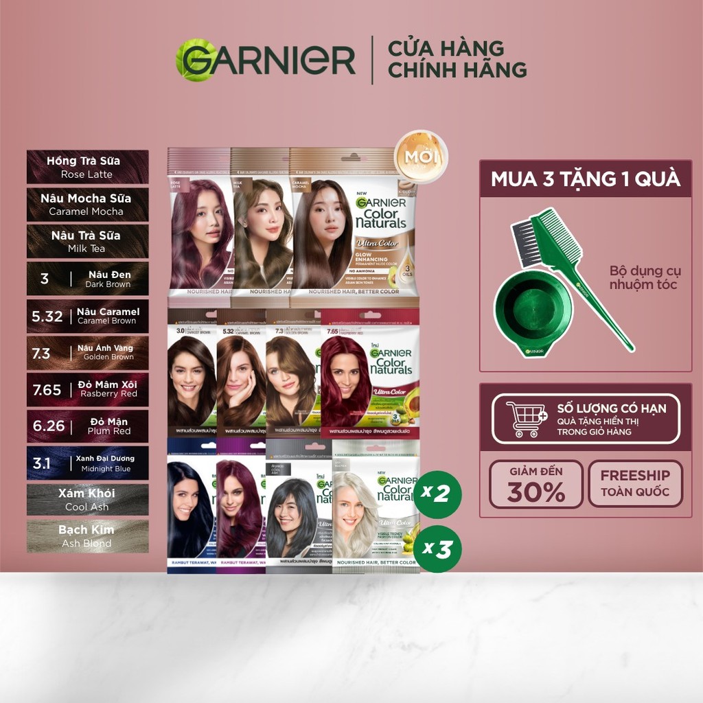 [CÓ MÀU MỚI] Kem Nhuộm Tóc Tại Nhà Màu Thời Trang - Garnier Color Naturals Ultra Colors - 8 Màu Nhuộ