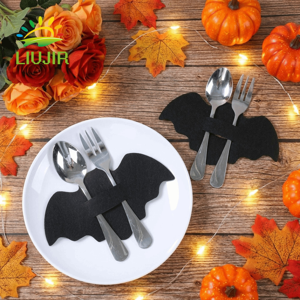LIUJIR 12 Chiếc Halloween Nhện Web Dao Kéo Bao, Đũa Tay Đen Bát Dao Kéo Túi, Sáng Tạo Di Động Trang 