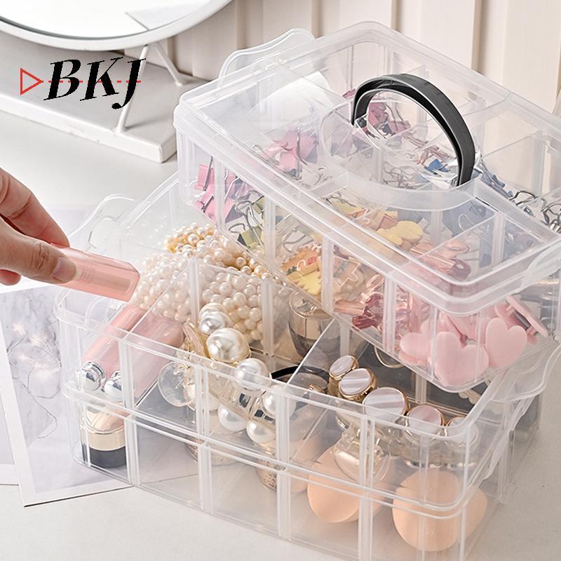 [KJ] Hộp đựng đồ trang điểm bằng nhựa trong suốt 3 tầng [Mới]