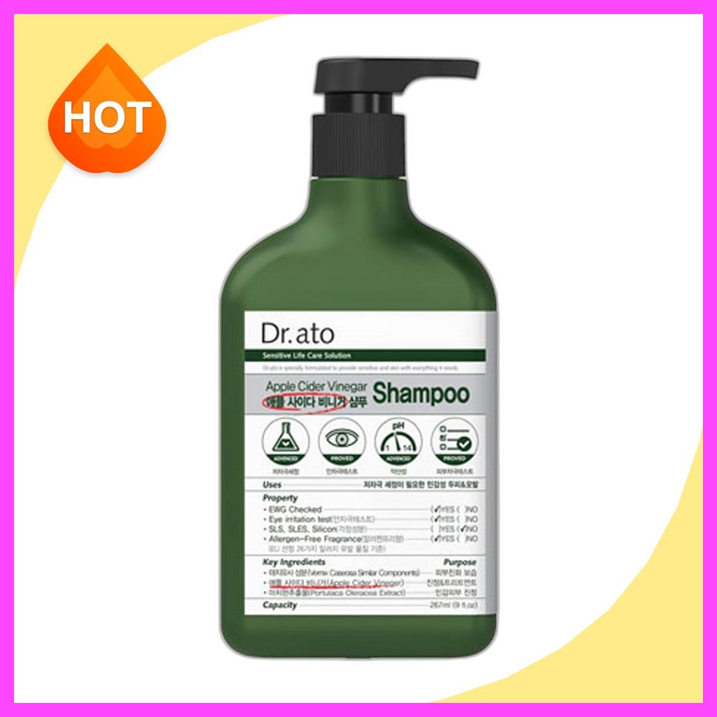 [dr.ato] Dầu gội giấm Apple Cider, 267ml, 1 cái / Dầu gội Apple Cider Hàn Quốc / Làm rõ bởi KoreaPic