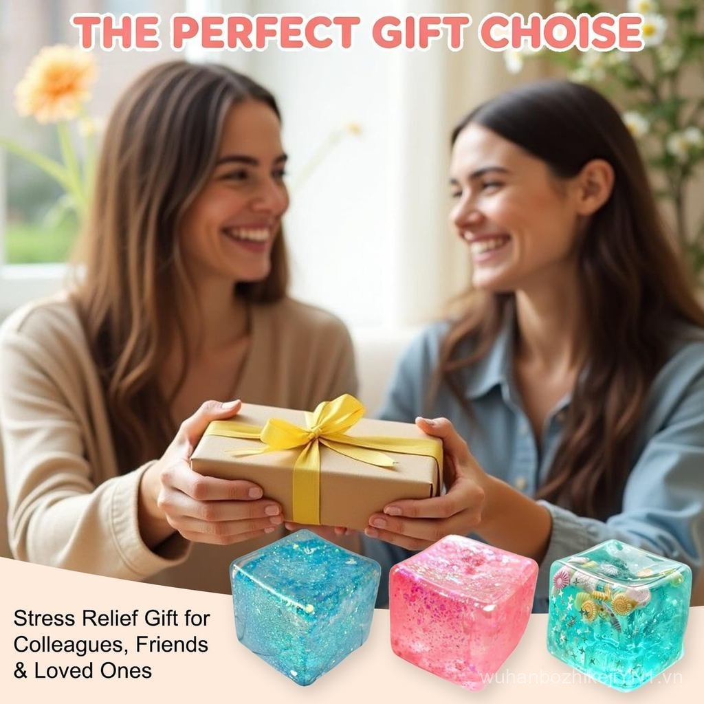 Premium Block Squishy – Ice Cube Squishies dành cho người lớn, Squishy Cube, Stress Cube (Xanh)