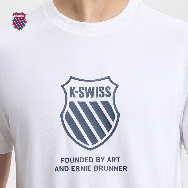 Nam Nữ Cùng Phong Cách KSWISS Dạo Phố Cổ Tròn Màu logo In Hình Thoáng Khí Áo Thun Tay Ngắn