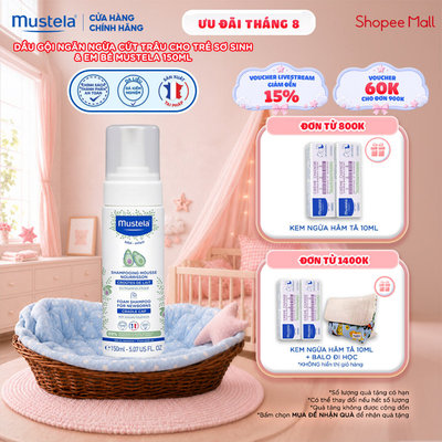 Dầu Gội Ngăn Ngừa Cứt Trâu Cho Trẻ Sơ Sinh & Em Bé Mustela 150ml