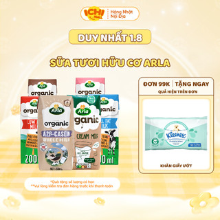 Sữa Tươi Hữu Cơ Arla Organic Đan Mạch 200m l- Full cream,Dâu,socola, A2, Hộp Giấy - Chuẩn EU _Ichimall