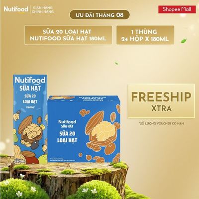 Thùng 24 Hộp Sữa 20 Loại Hạt Nutifood Sữa Hạt 180ml