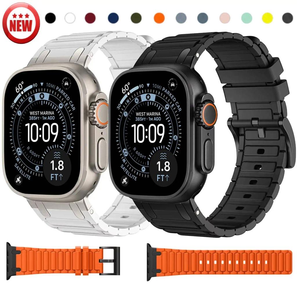 Dây đeo silicon dây cao su cho Apple Watch Ultra / SE 3 2 Series 11 10 9 8 7 6 IWatch 49 46 45 44 42