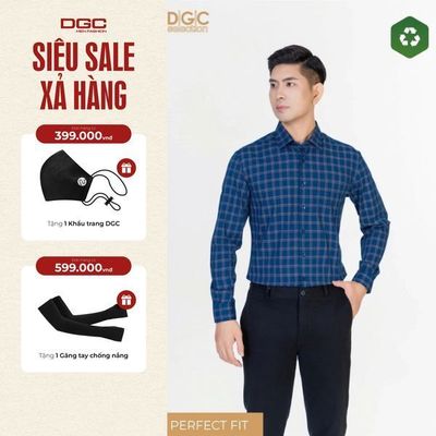 Áo sơ mi dài tay DGC Dáng Ôm Perfect Fit, Vải cao cấp giúp kháng khuẩn kháng tia UV - SASDBD165M-S