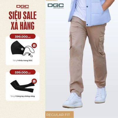 Quần Khaki DGC dáng suông túi xu bên phải, túi hộp có nhám dính 2 bên đùi - SQKBC07M