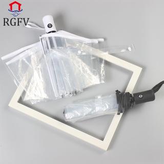 Ô dù mưa trong suốt RGFV, Ô tự động trong suốt chống gió, Ô dù tự động trong suốt chống gió đơn giản, ô chống nắng gấp di động cho nam giới