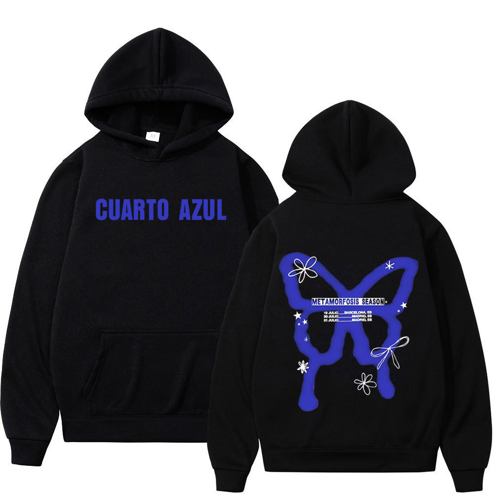 Bướm Aitana Đồ Họa Áo Khoác Nam Nữ Hip-hop Bông Tai Kẹp Áo Chui Đầu Dài Tay Mùa Đông Rời Thường Ngày