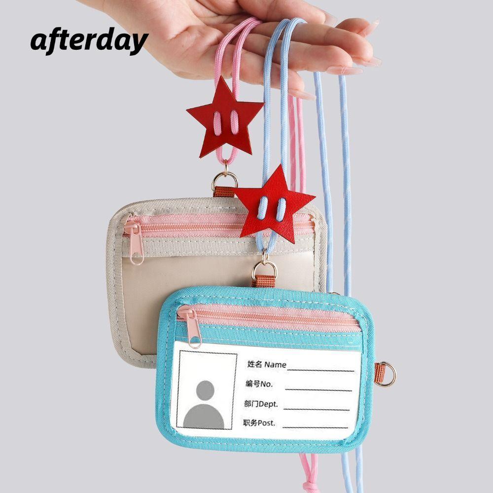 Thẻ ID AFTERDAY568, Hộp đựng thẻ kép trong suốt, có dây buộc Vỏ mềm Giá đỡ huy hiệu làm việc Văn phò