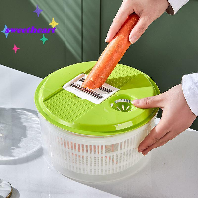 [Người yêu] Máy sấy salad gia dụng cắt và giặt 2 trong 1 Salad Spinner Máy khử nước rau Giỏ thấm đa 
