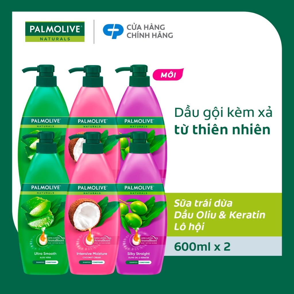 Bộ 2 Dầu gội Palmolive kèm xả 2-trong-1 chiết xuất thiên nhiên 600ML
