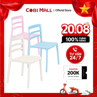 Ghế Nhựa Đúc Cao Cấp Lưng Hở 3 Nan Linear Chịu Lực Thiết Kế Hiện Đại - Cobi Home