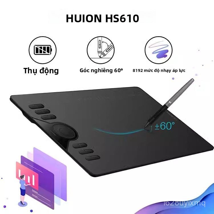 Bảng vẽ điện tử Huion Inspiroy HS610 lực nhấn 8192 không pin chuyên thiết kế đồ họa