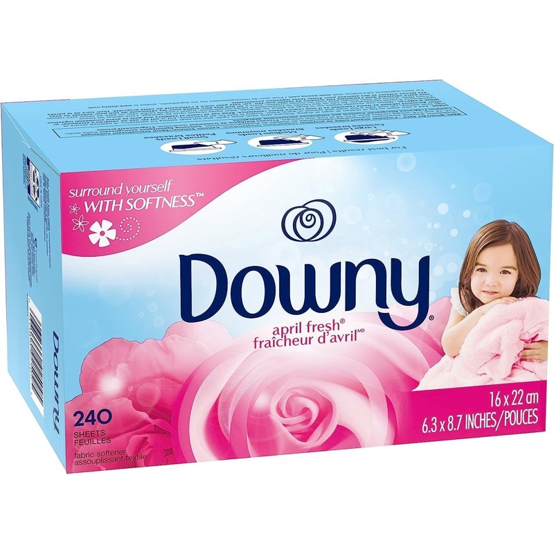 Giấy sấy thơm vải, áo quần Downy Fabric Softener Dryer Sheets 240 Tờ (Mỹ)